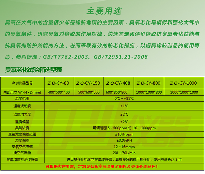 臭氧老化試驗機詳細參數表介紹